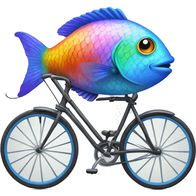 Rainbow fish on a bicycle  emoji