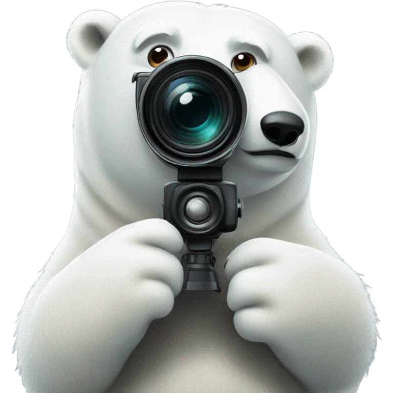 Polar bear with a camera and long lense emoji