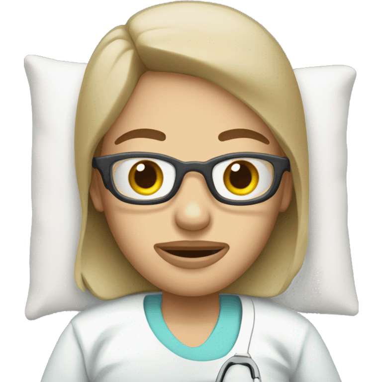 cartoon patient in a hospital bed without actual face emoji