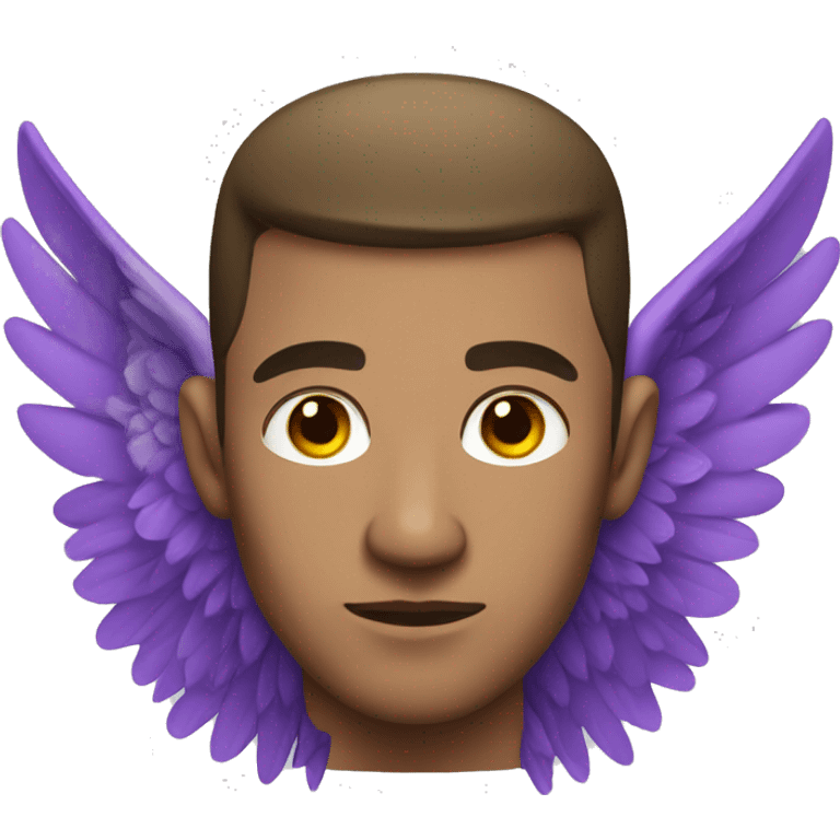 Man with purple eyes, wings and tattoos emoji