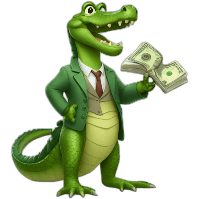 Professor crocodile teaching finance emoji