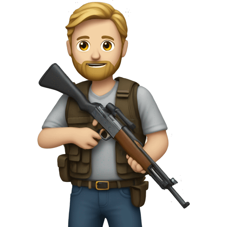 White man with beard holding shotgun  emoji