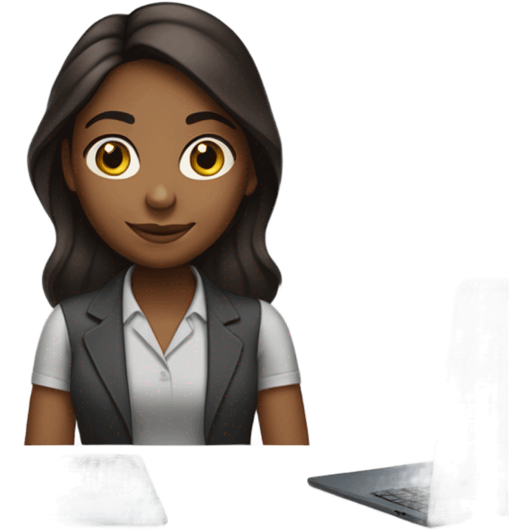 Medium hair Brown girl, computer science intern with a laptop  emoji