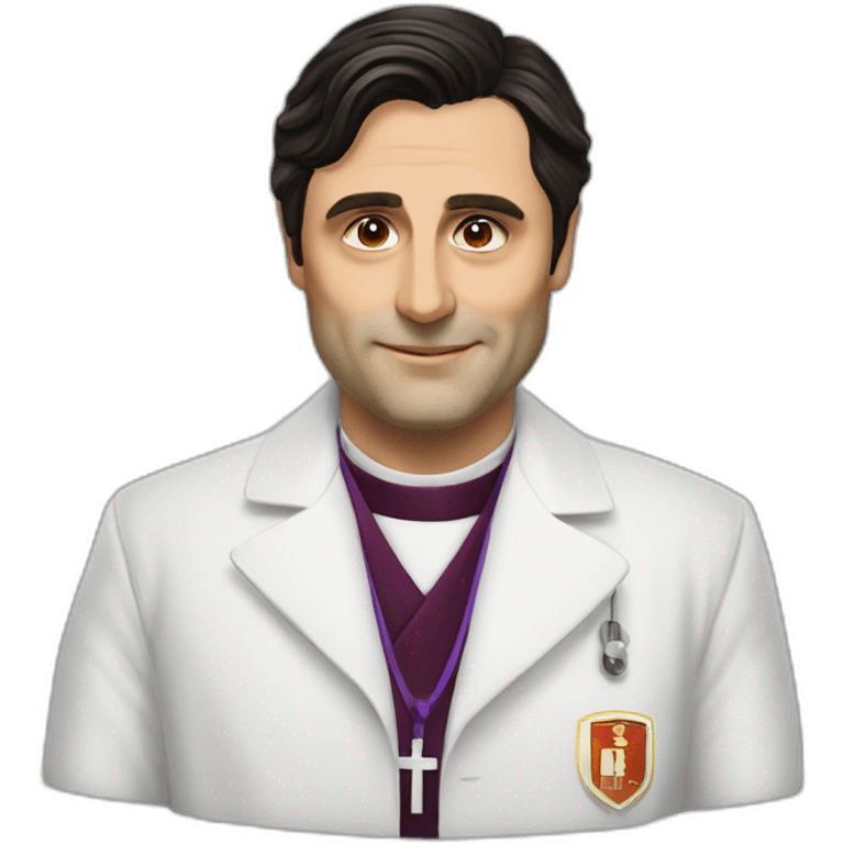 Andrea Montella seriously blessing like a bishop with doctor dress emoji