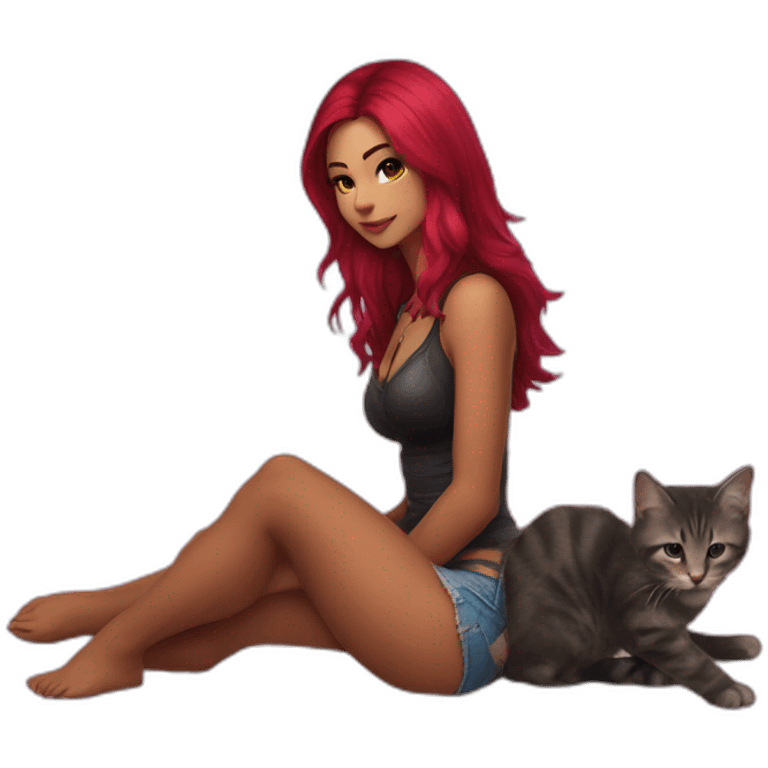 Katarina felene posing legs and kitten emoji