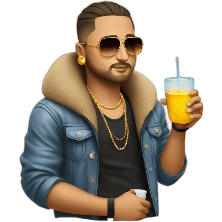 Honey Singh with drink emoji