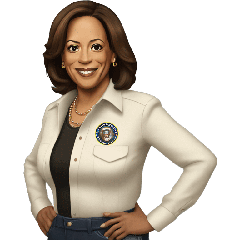 kamala harris wearing a shirt that says "big sister general" emoji