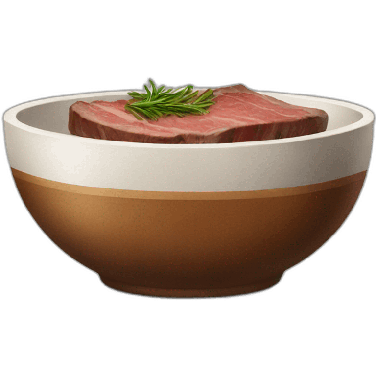 bowl with steak emoji