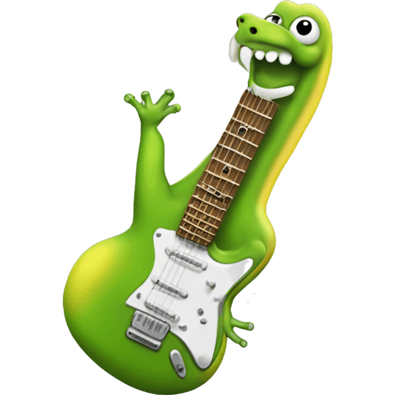 Happy slimy slug playing electric guitar emoji