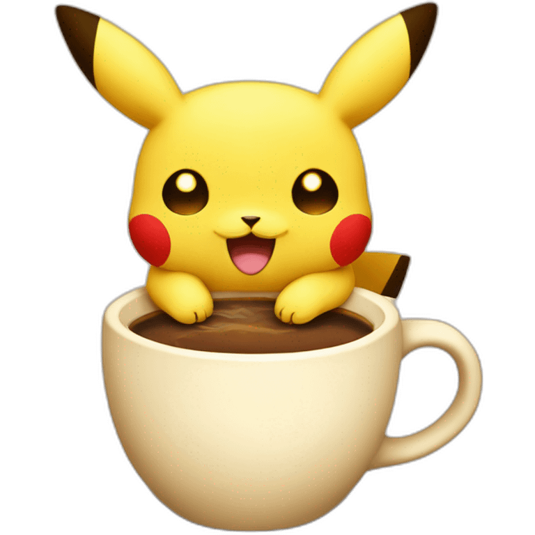 sleppy picachu with coffee emoji