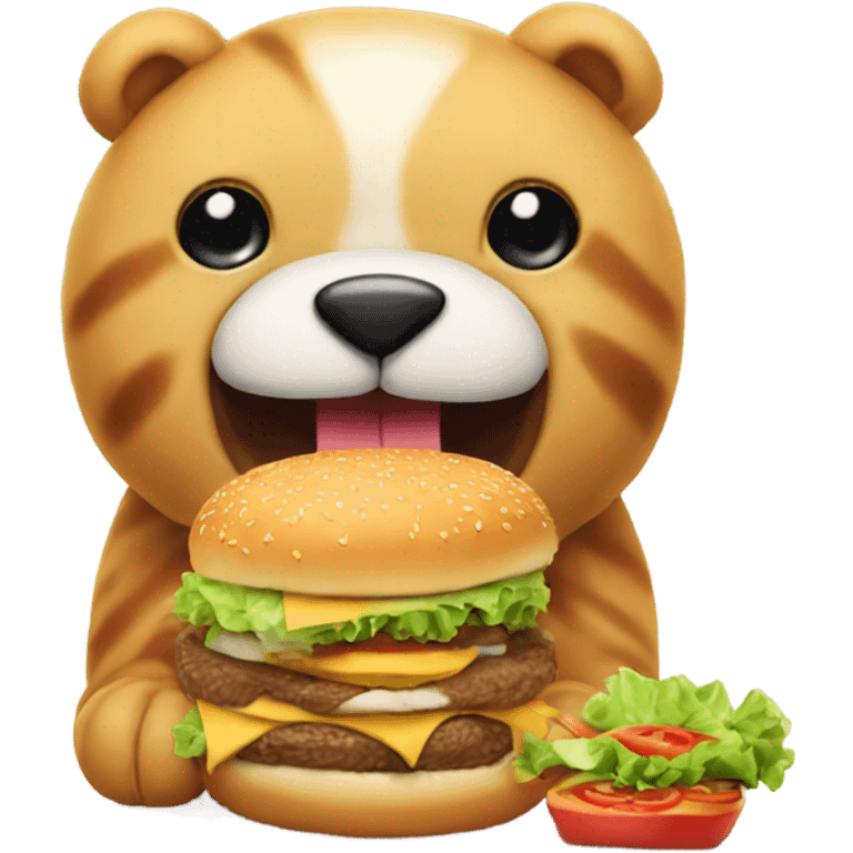 A cute stuffed animal that eats a burger  emoji