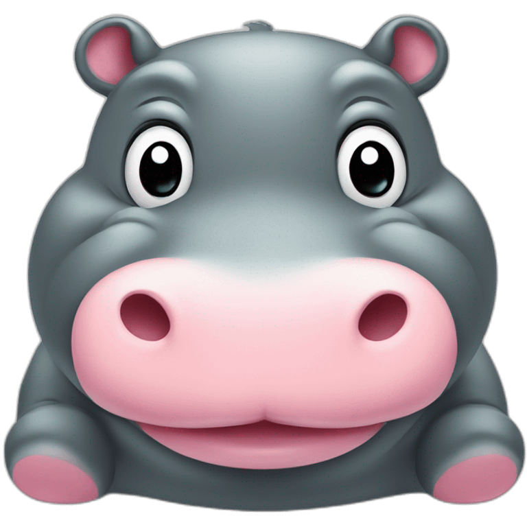 Cute little chubby smiling Hippopotamus emoji