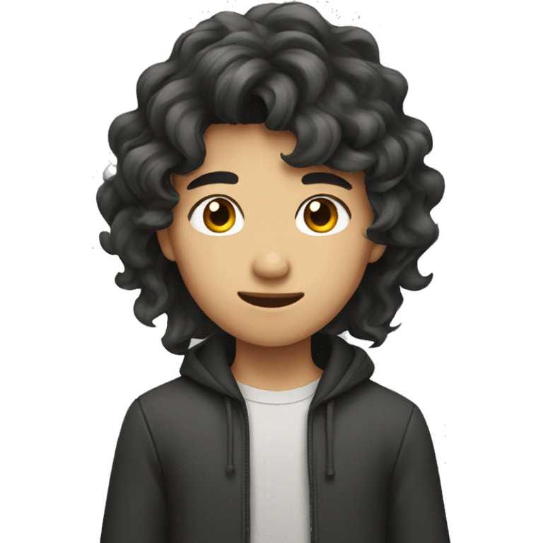 Asian teen boy with long wavy hair emoji