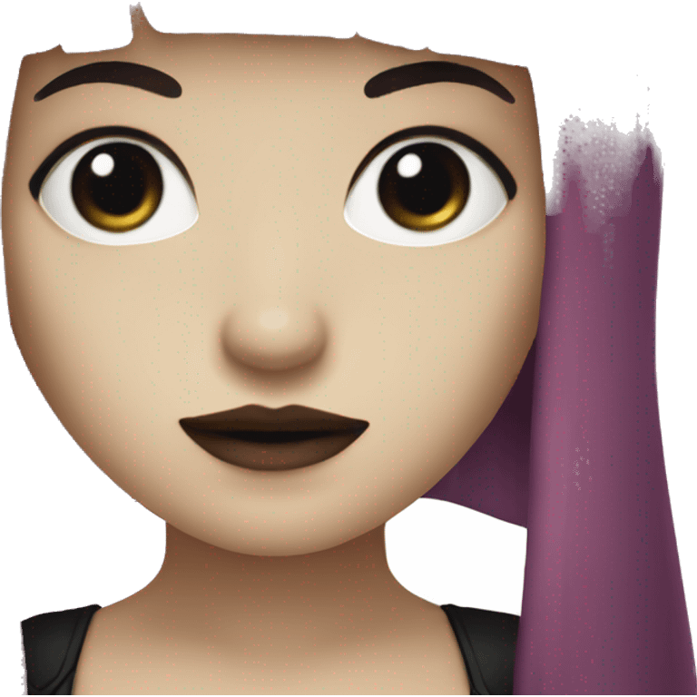 gothic Woman  that has white skin and Long Dark red hair and fringe bangs emoji