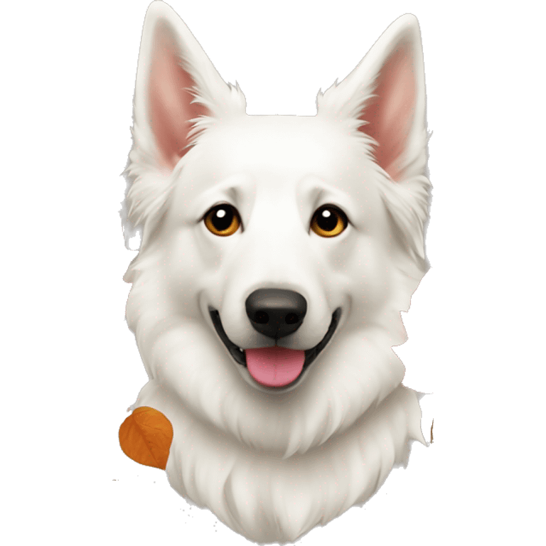 White swiss shepherd during Autumn  emoji