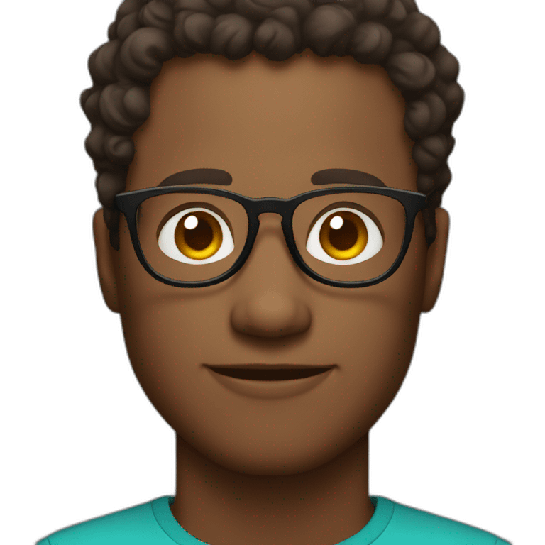 curly short hair man wearing square glasses dark skin emoji