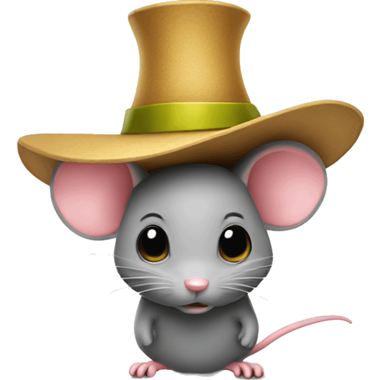 A mini small mouse with huge hat emoji