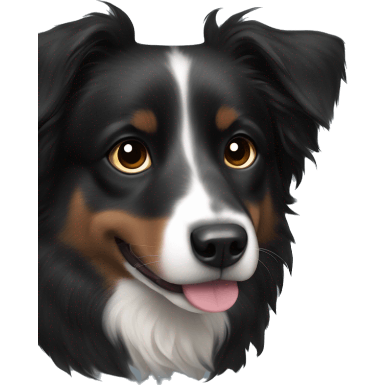 Small black australian shepherd dog moon emoji