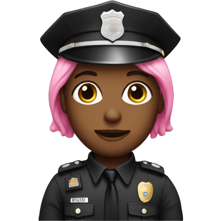 Black police with pink hair emoji