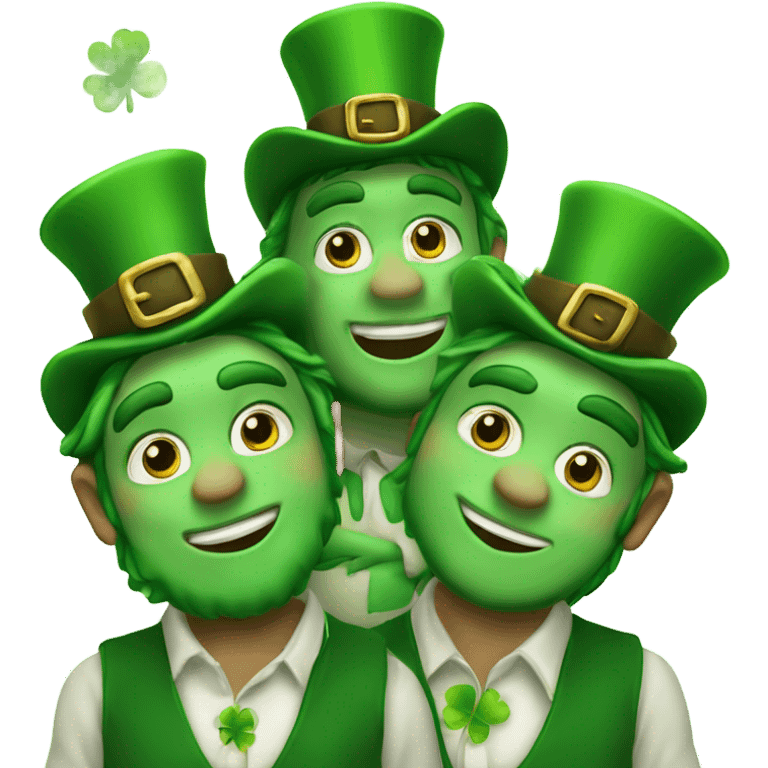 Three leprechauns on each other‘s shoulders ￼ emoji