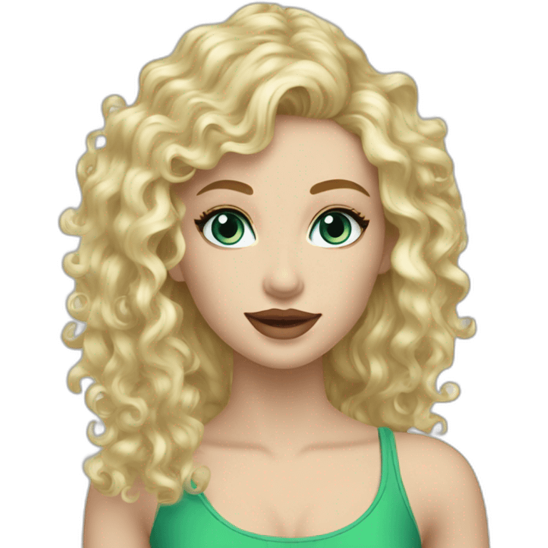 caucasian long curly blonde blue eyes green makeup girl emoji