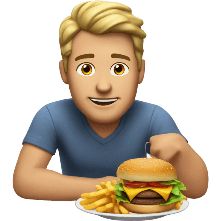 white guy eating fast food emoji