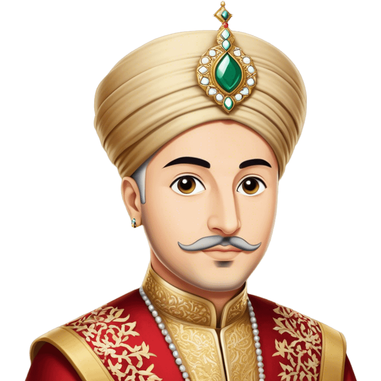 Suleiman the Magnificent – Cinematic Realistic Portrait of Suleiman the Magnificent, depicted as a regal Ottoman sultan in luxurious traditional attire with intricate patterns and a golden turban, his commanding gaze illuminated by warm, historic lighting, exuding majestic authority and timeless grandeur. emoji