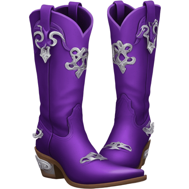 a pair of purple and silver cowgirl boots emoji