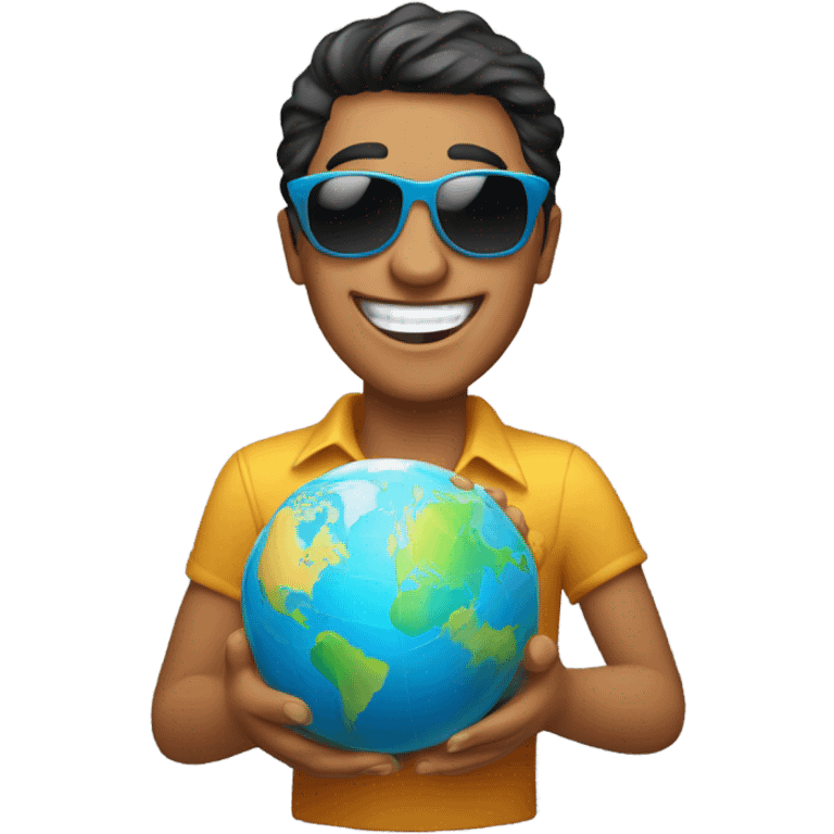 Happy Latino sunglasses with the world in his hands emoji