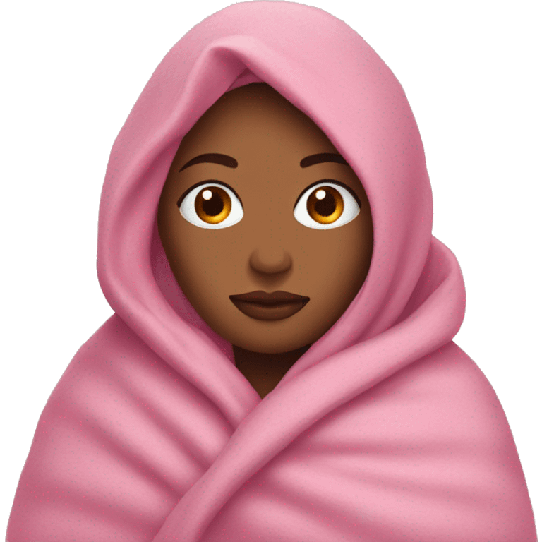 woman wrapped in pink blanket emoji