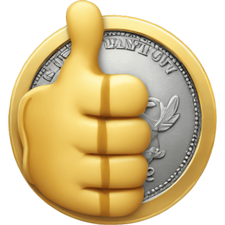 coin with thumbs up hand emoji