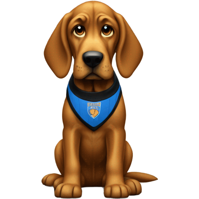 Gold and blue bloodhound as a basketball referee.  emoji