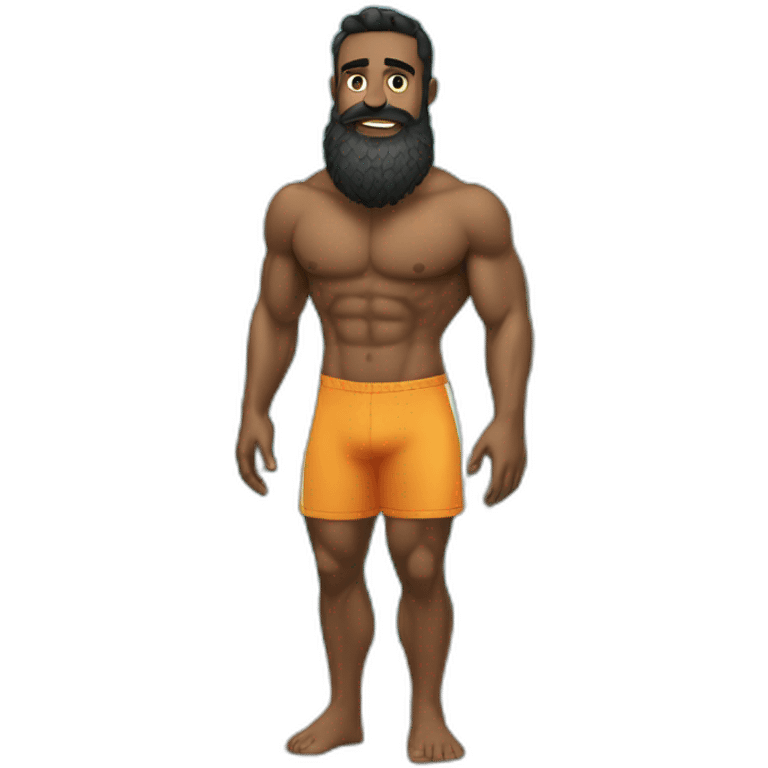 muscly swimmer black beard full length emoji