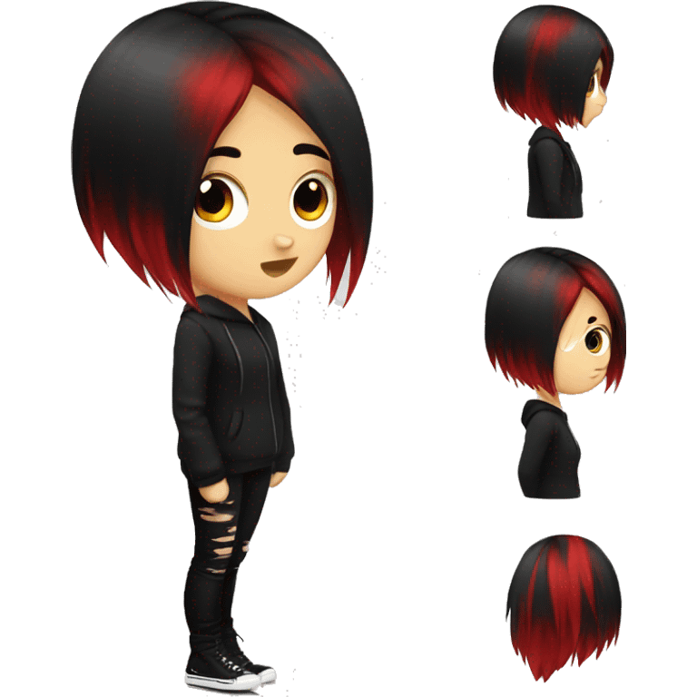 Emo girl with red and black hair emoji