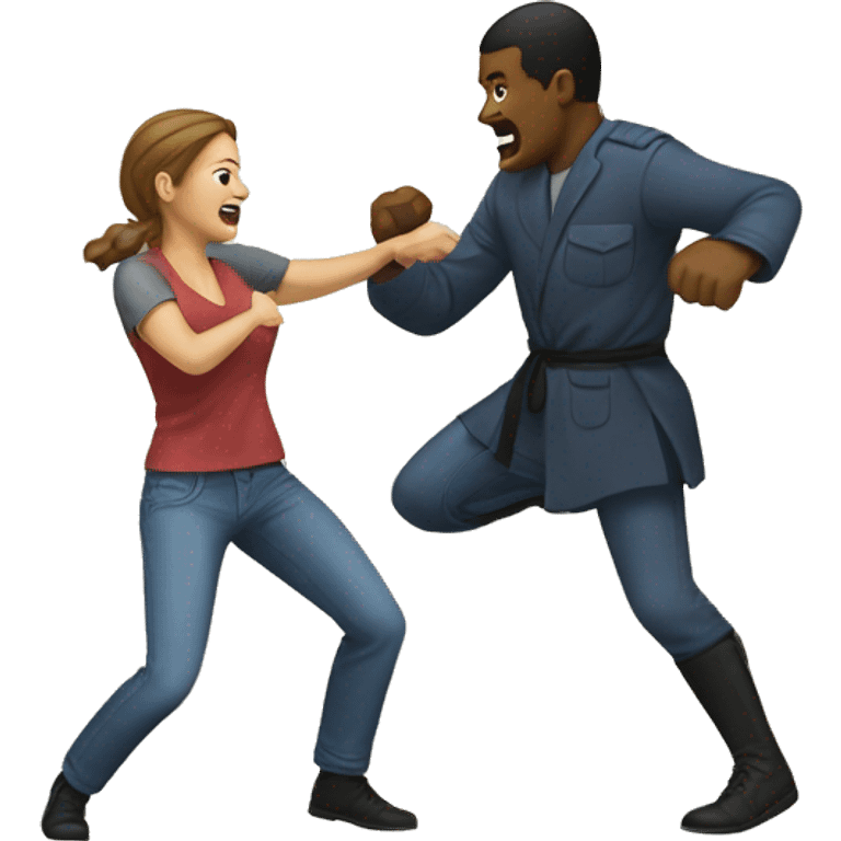 Woman kicking man for self defense emoji