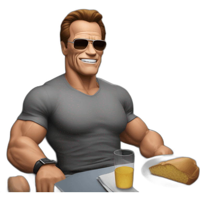 Arnold Schwarzenegger on a plane emoji