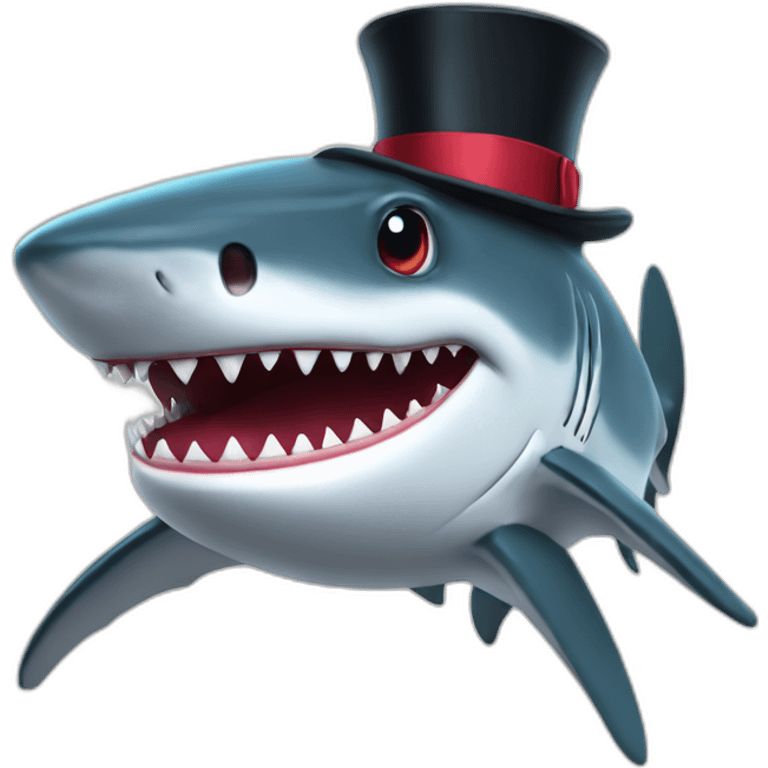 Shark with a top hat emoji