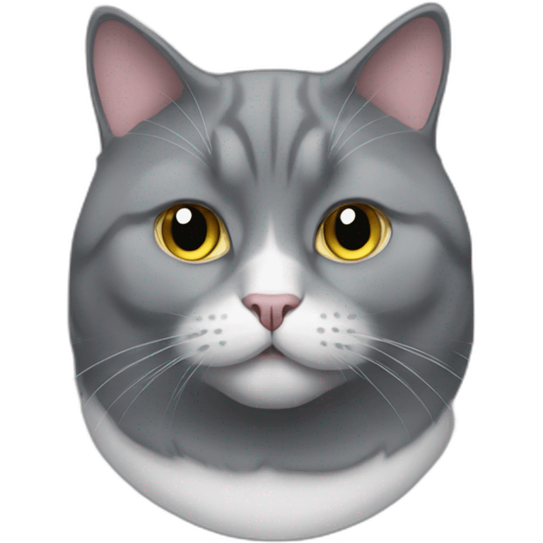 Fat grey tuxedo cat emoji