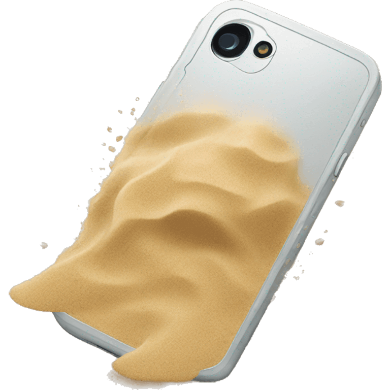 A phone with sand falling out of it emoji