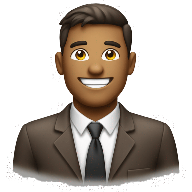 male smilng office worker with a cup of coffee emoji