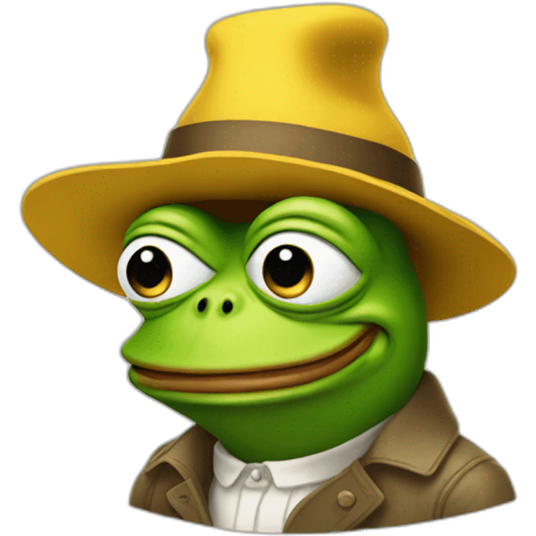 pepe the frog wearing a pointy yellow hat emoji