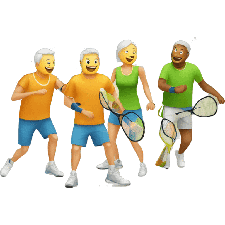 4 people playing pickleball emoji