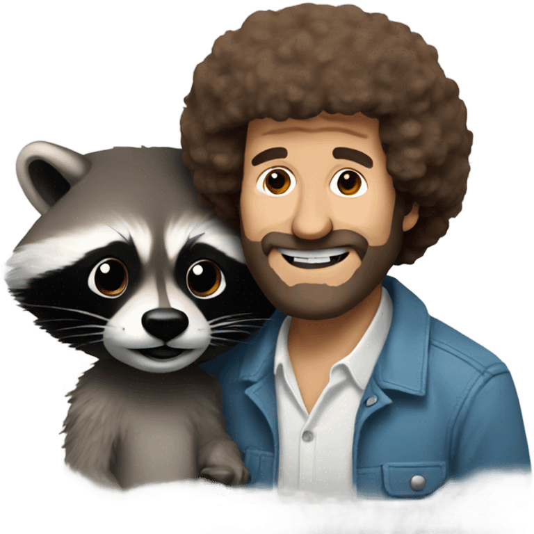 Bob Ross with a raccoon  emoji