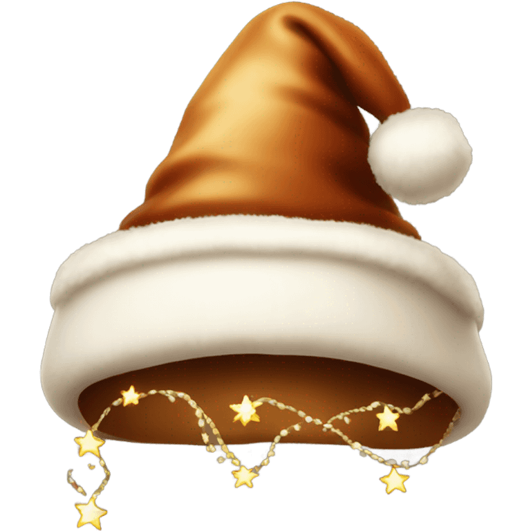 brown santa claus hat with shimmering garland emoji