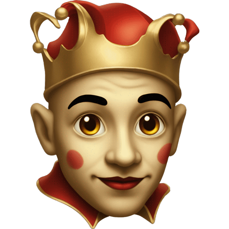 Vintage Jester high cheekbones, red, gilded  emoji