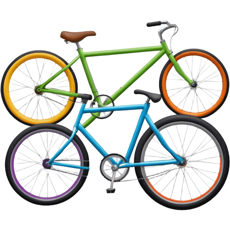 Shape that is built of several different bicycles of different colors and types. Bicycles are connected into weird looking shape. emoji