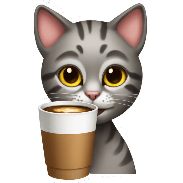 cat drinkig coffee emoji