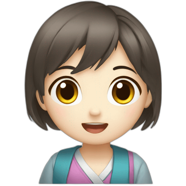 excited chibi korean girl with speech bubble emoji