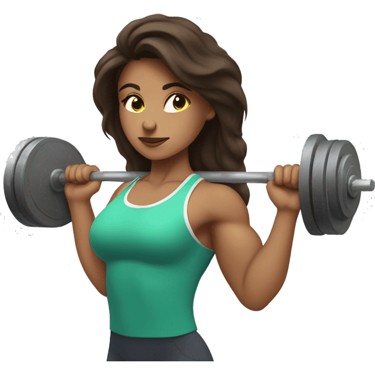 3 strong brunette girls doing weightlifting emoji