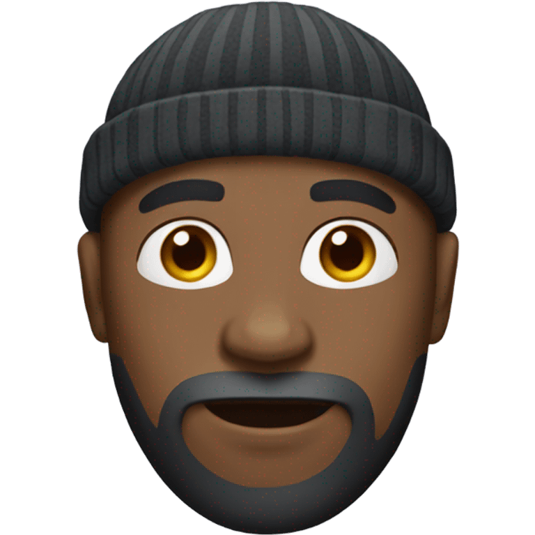 Bald black man with a beard and beanie emoji